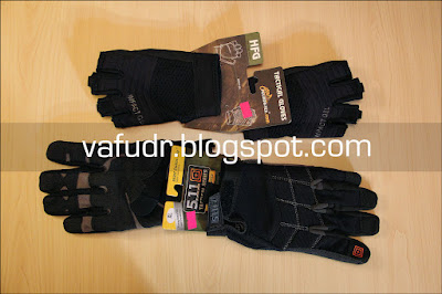 Gloves: 5.11 tactical Station Grip and Helikon-Tex Half finger HFG