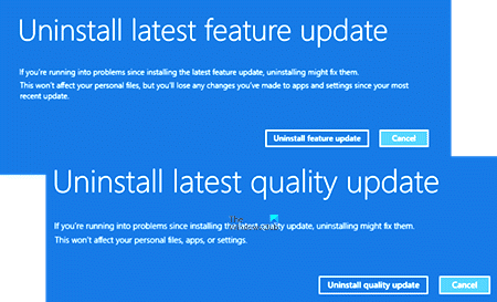 De laatste kwaliteitsupdate of functie-update verwijderen