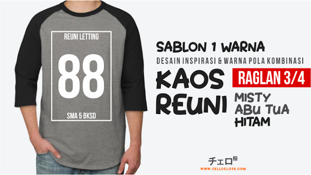 desain kaos reuni pola kombinasi raglan