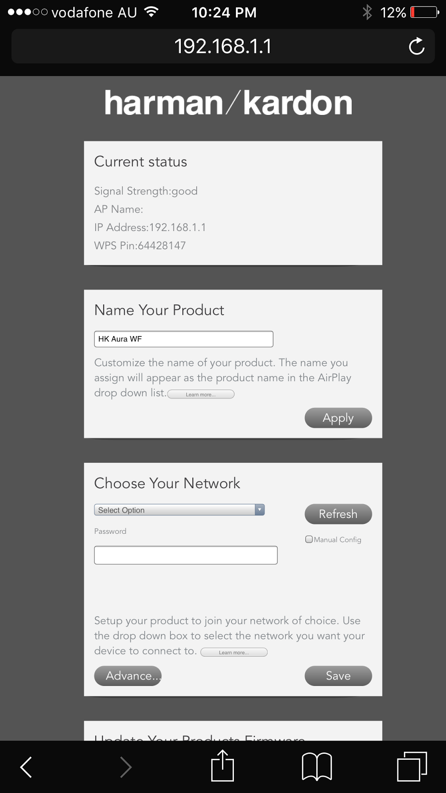 harman kardon aura firmware