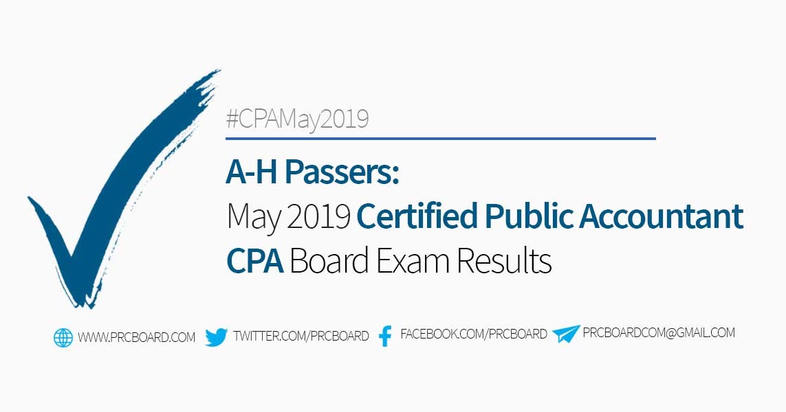 RESULTS CPA Board Exam May 2019 (AH Passers)