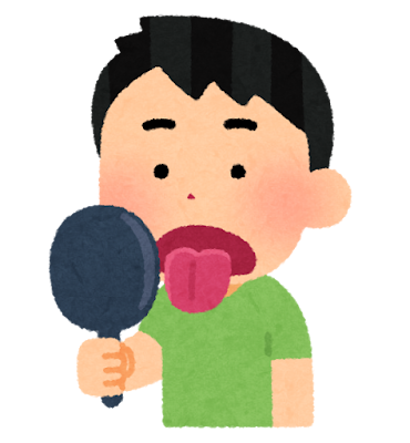 舌のチェックをする人のイラスト(男性)