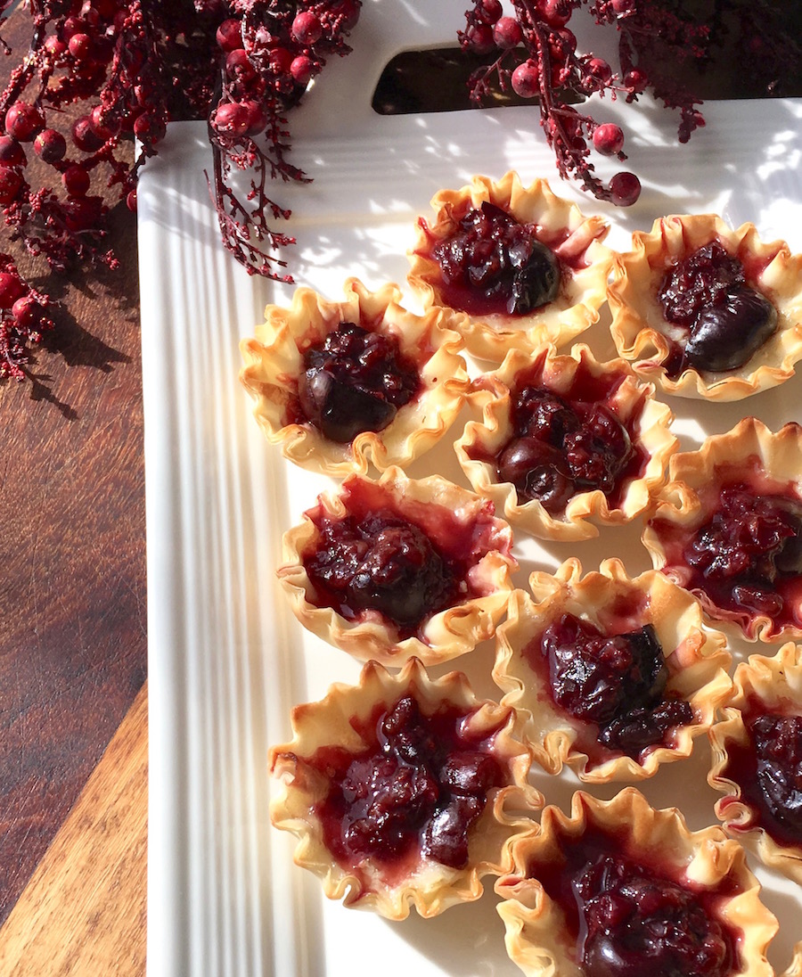 Brie and Dark Cherry Filo Pastry Bites Party Food Recipe