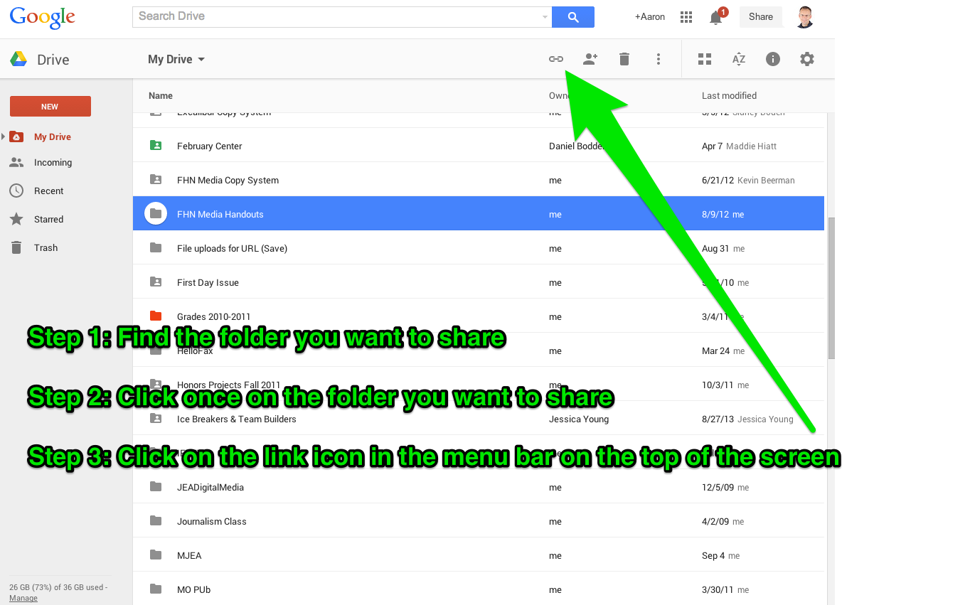 how to share google drive folders