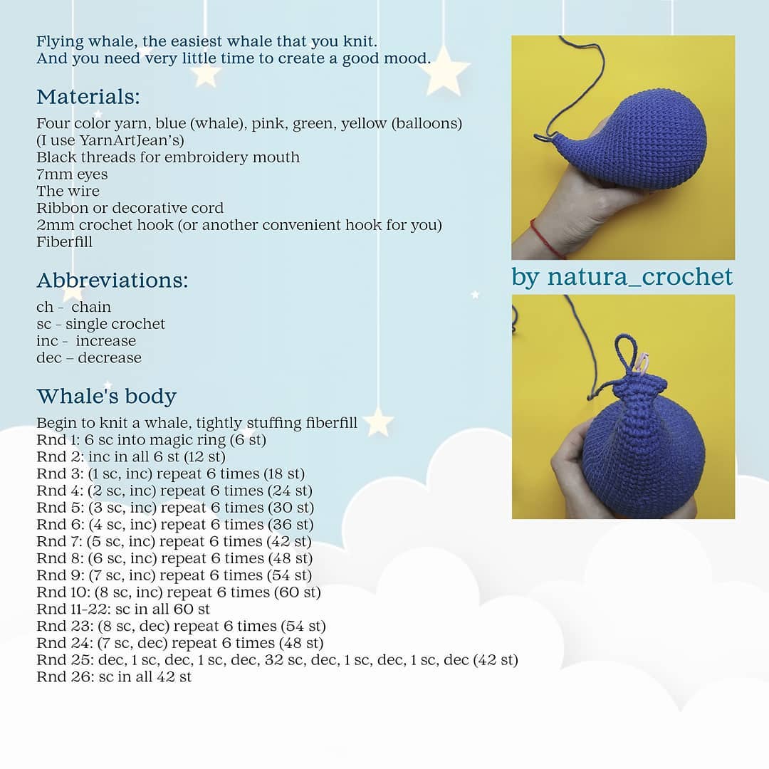 Amigurumi whale tutorial Amigurumi whale tutorial