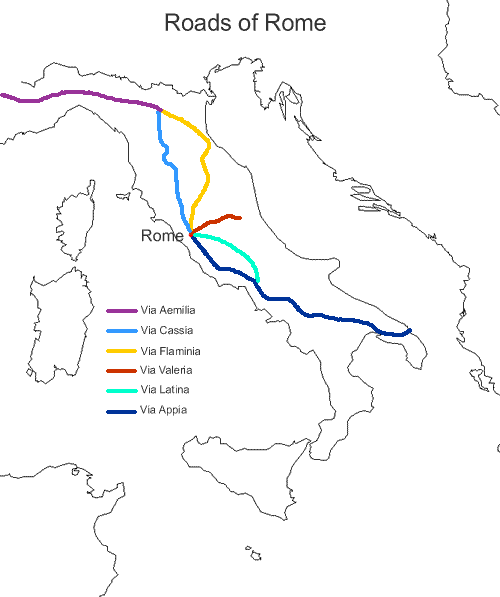 roman roads italy map