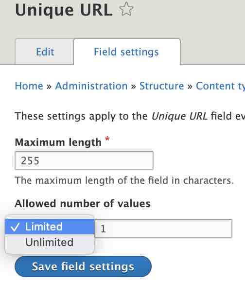 Configure field