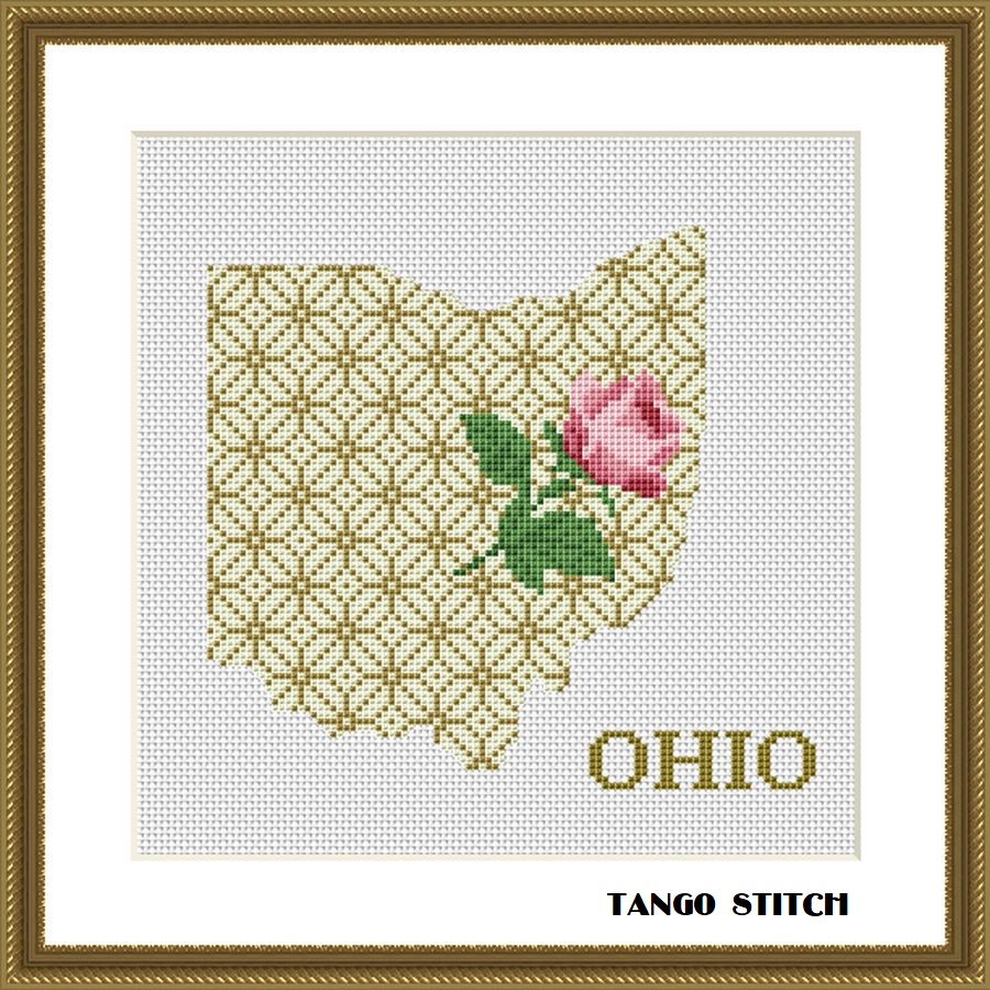 Tango Stitch easy cross stitch designs Ohio state map cross stitch pattern