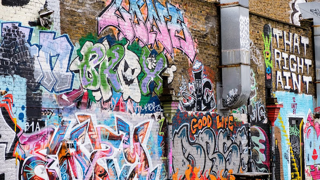 colourful graffiti, East London, street art