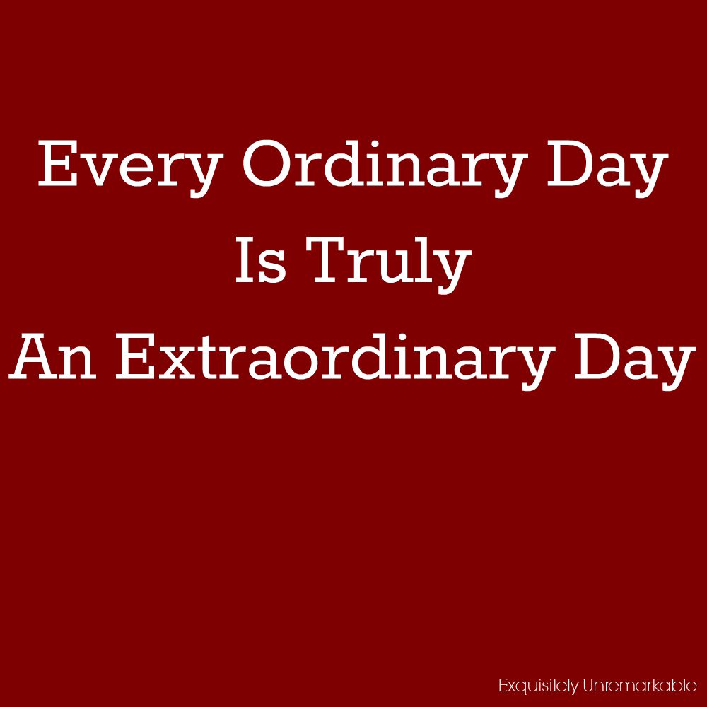 Every ordinary day is an extraordinary day