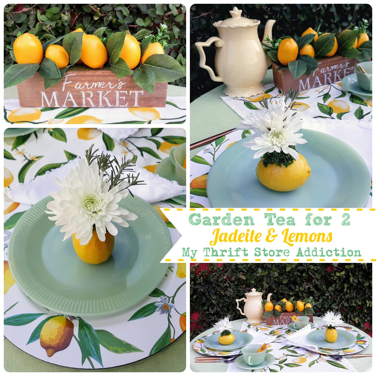 lemons and jadeite garden tablescape