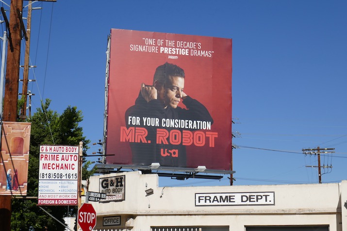 Mr. Robot final season FYC billboard Lankershim Boulevard Mr Robot final season FYC billboard