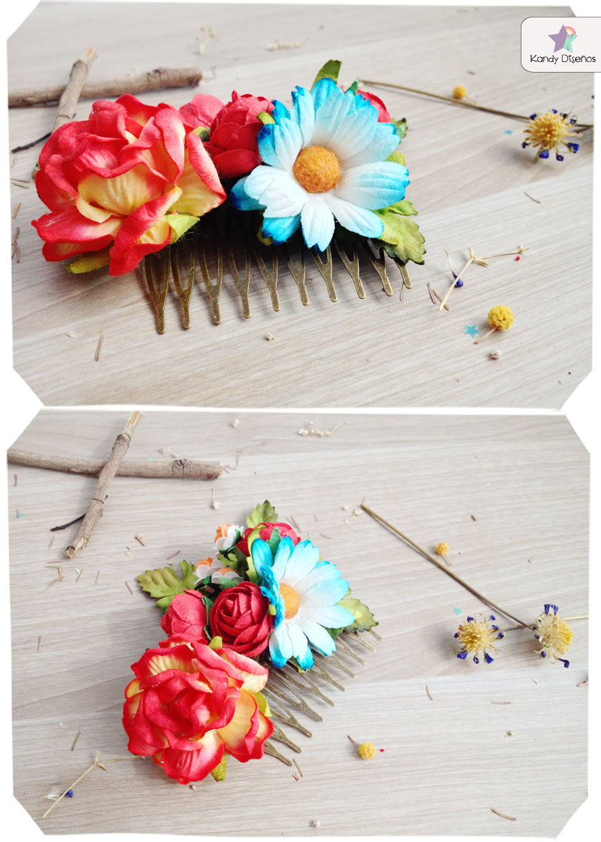 Flores en el pelo Hair flowers Kandy Diseños