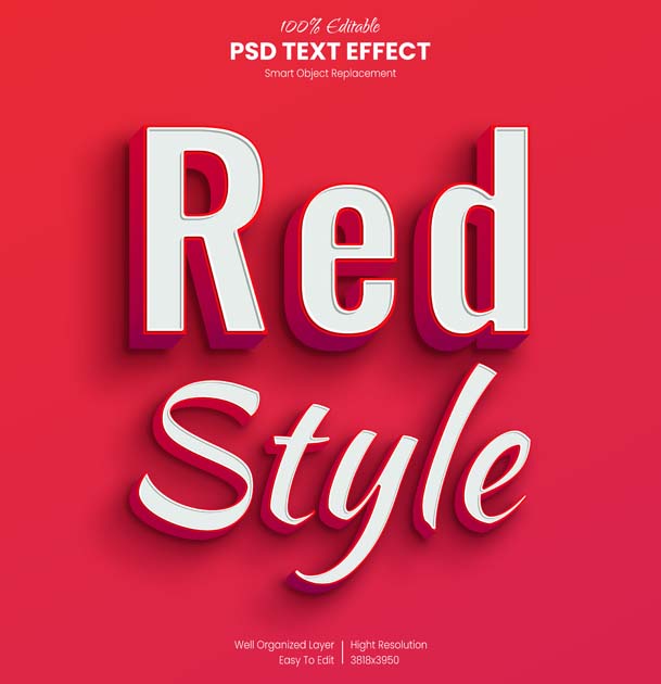 Red Style Text PSD Mockup Free Download