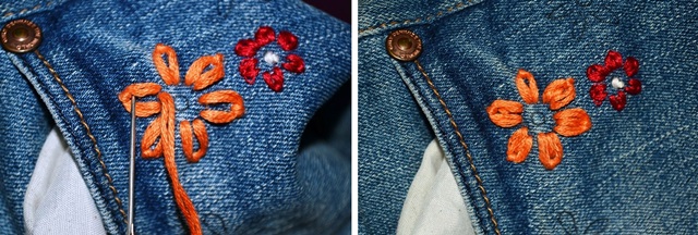 Hướng dẫn thêu hoa trên quần jean - Hình 3