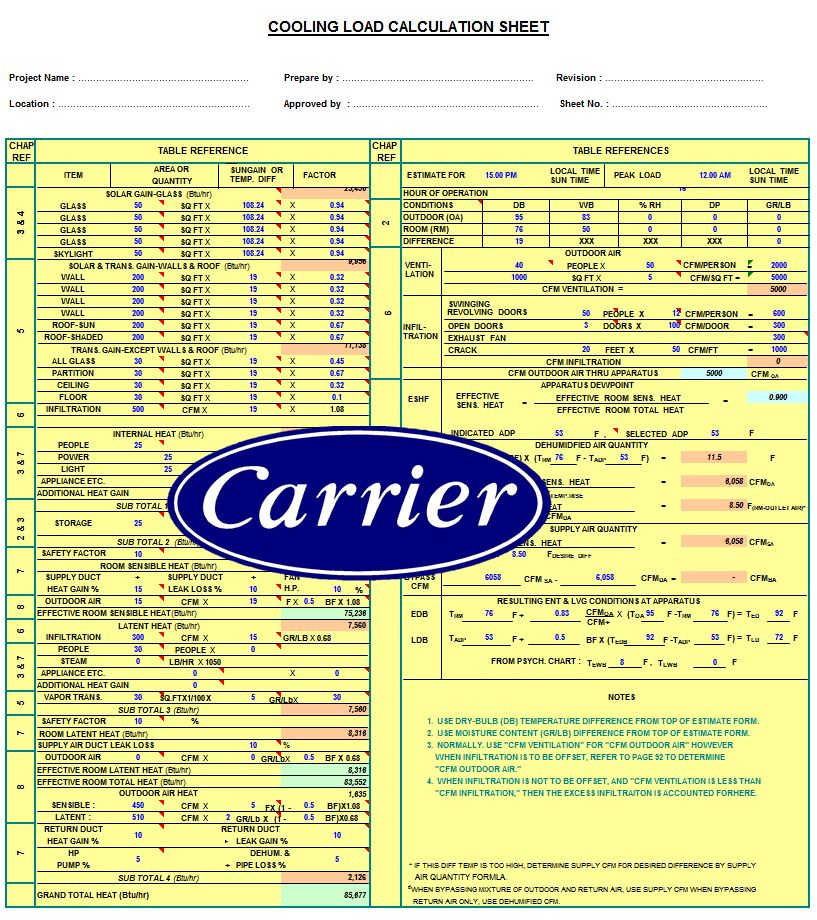 Hvac Load Calculation Worksheet