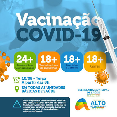 Covid-19: Alto do Rodrigues avança na vacinação e imuniza novas faixas etárias
