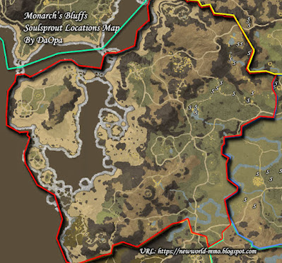 Monarch's Bluffs soulsprout locations map