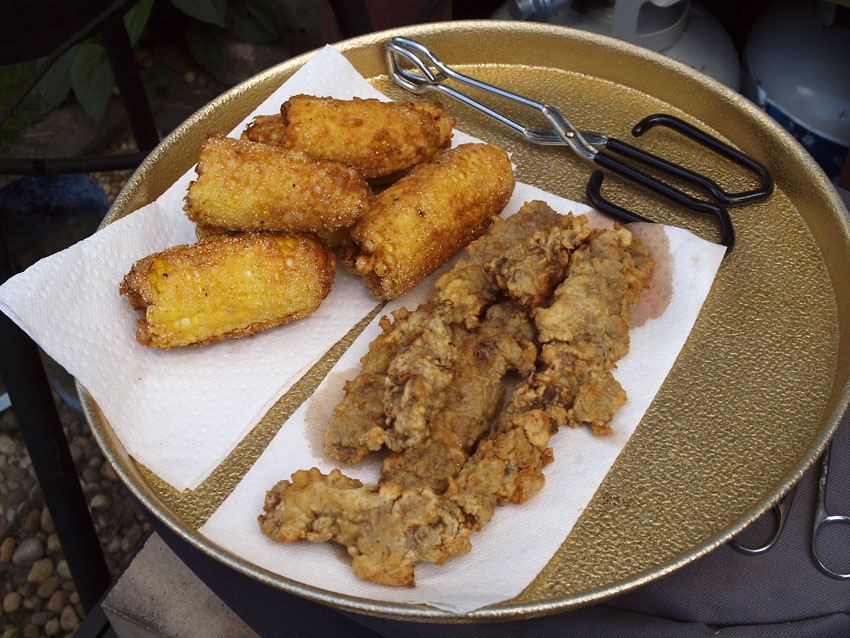 Pellet Smoker Cooking Deep Fried Corn& Steak Fingers