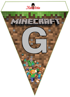 Abecedario Banderines de Minecraft para Imprimir Gratis. Alphabet Minecraft Pennants to Print Free.