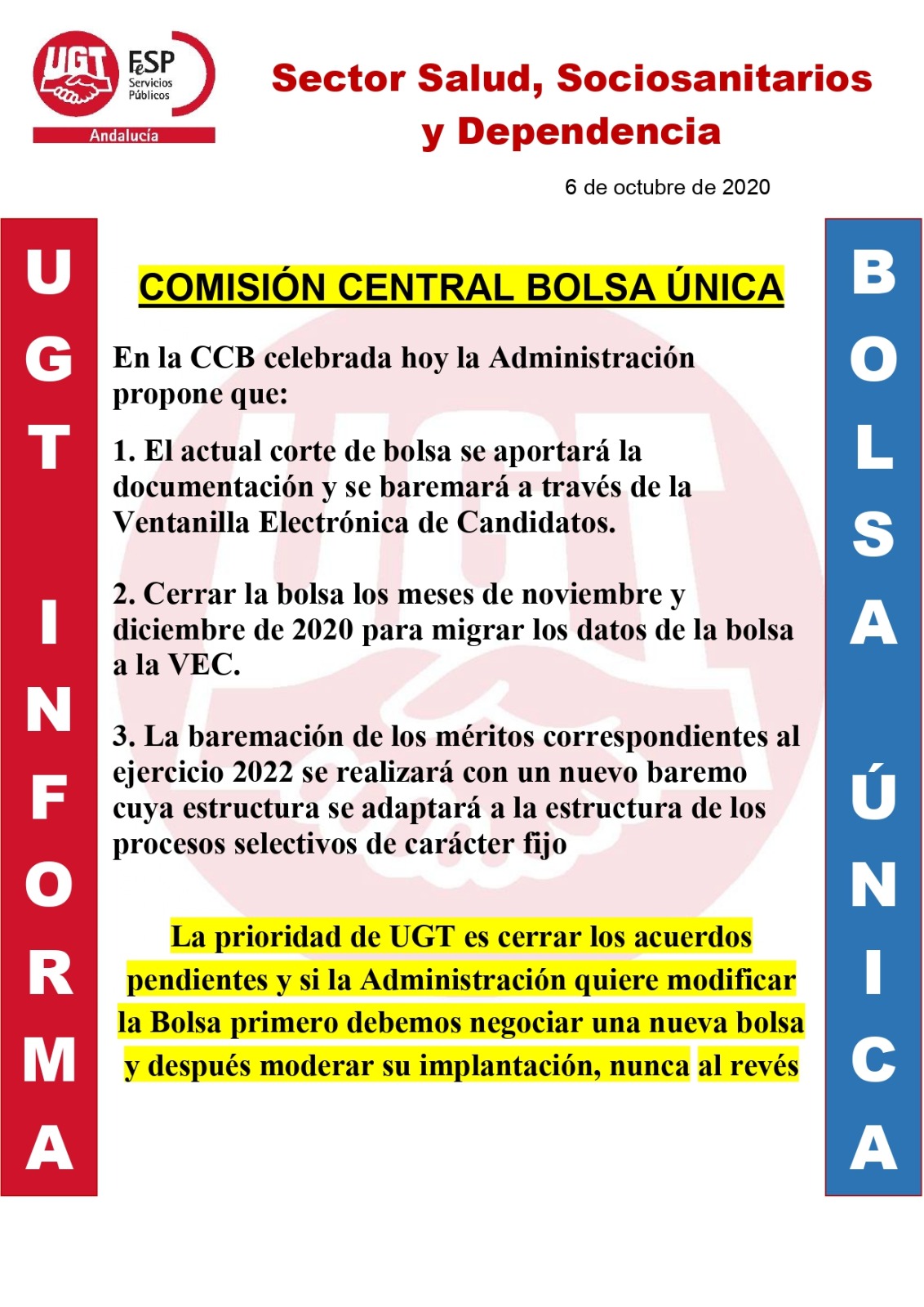 UGT HOSPITAL REGIONAL UNIVERSITARIO MALAGA BOLSA ÚNICA SAS INFORMACIÓN REUNIÓN COMISIÓN UGT HOSPITAL REGIONAL UNIVERSITARIO MALAGA BOLSA ÚNICA SAS INFORMACIÓN REUNIÓN COMISIÓN