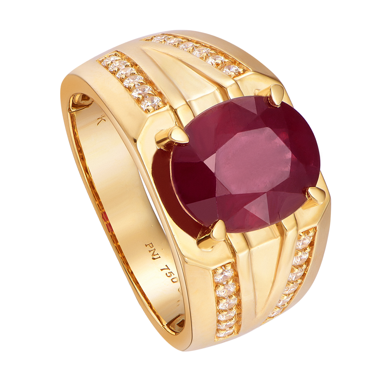 Nhẫn nam Vàng 18K đính đá Ruby PNJ RBXMY000627