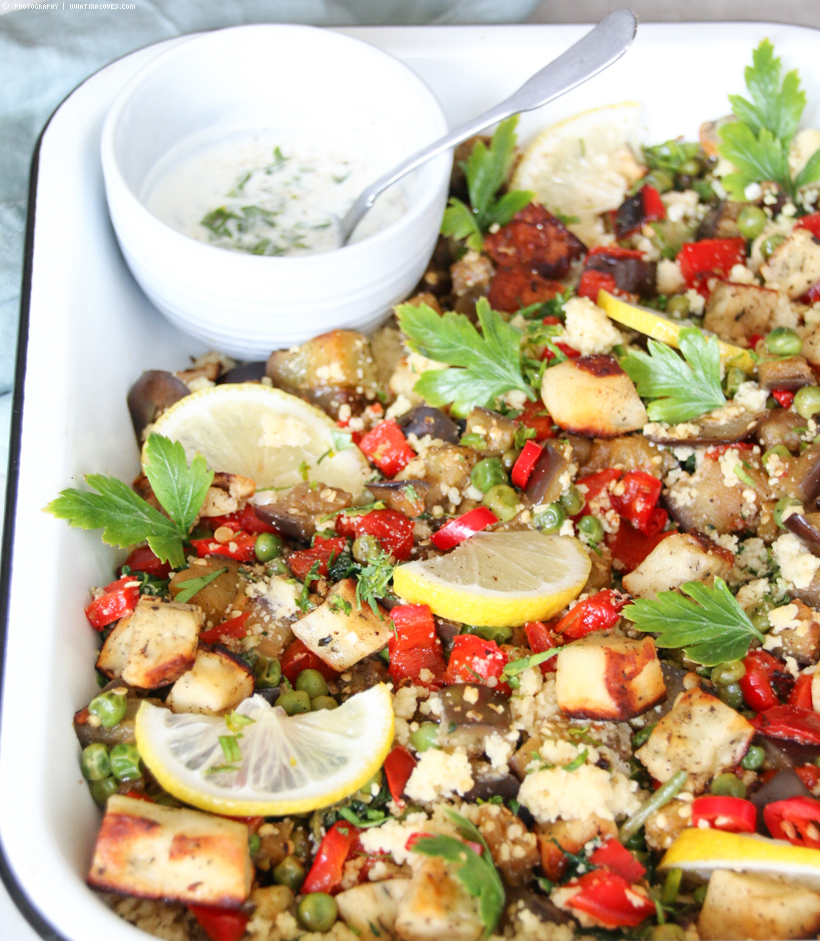 schneller Couscous mit Gemüse und Halloumi