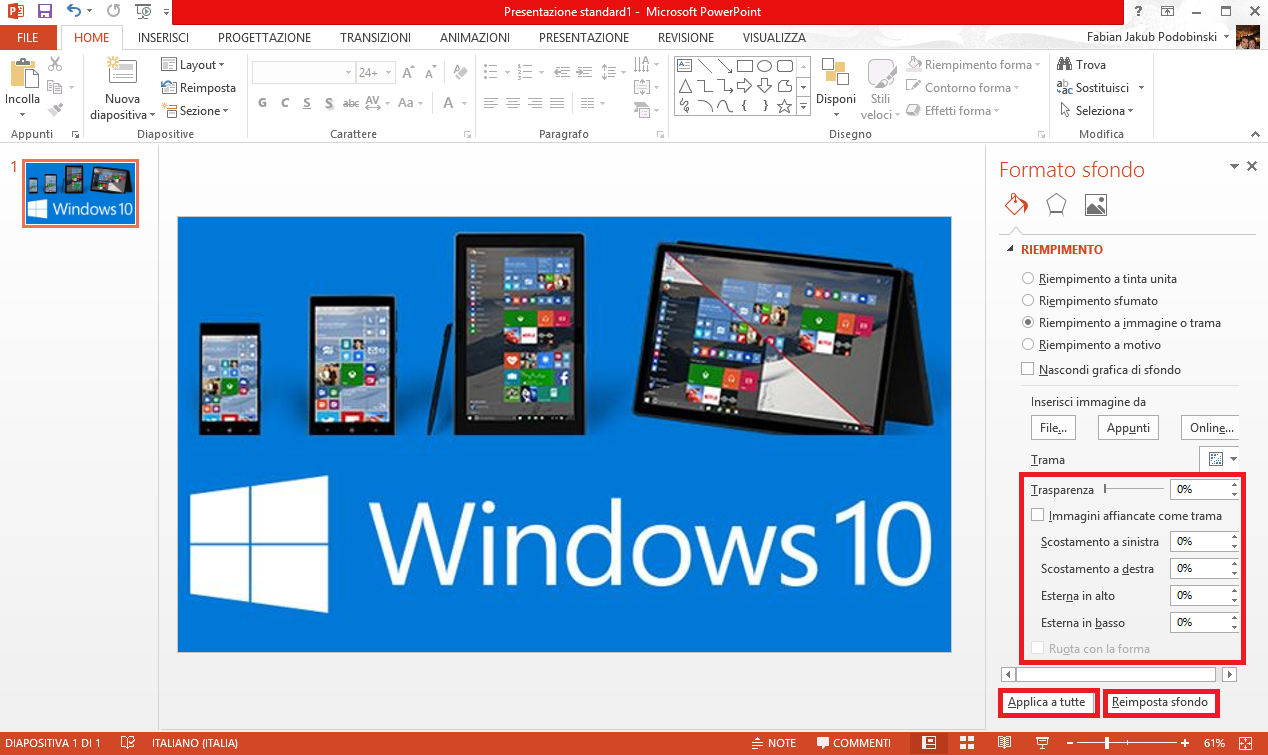Come impostare sfondo diapositiva PowerPoint