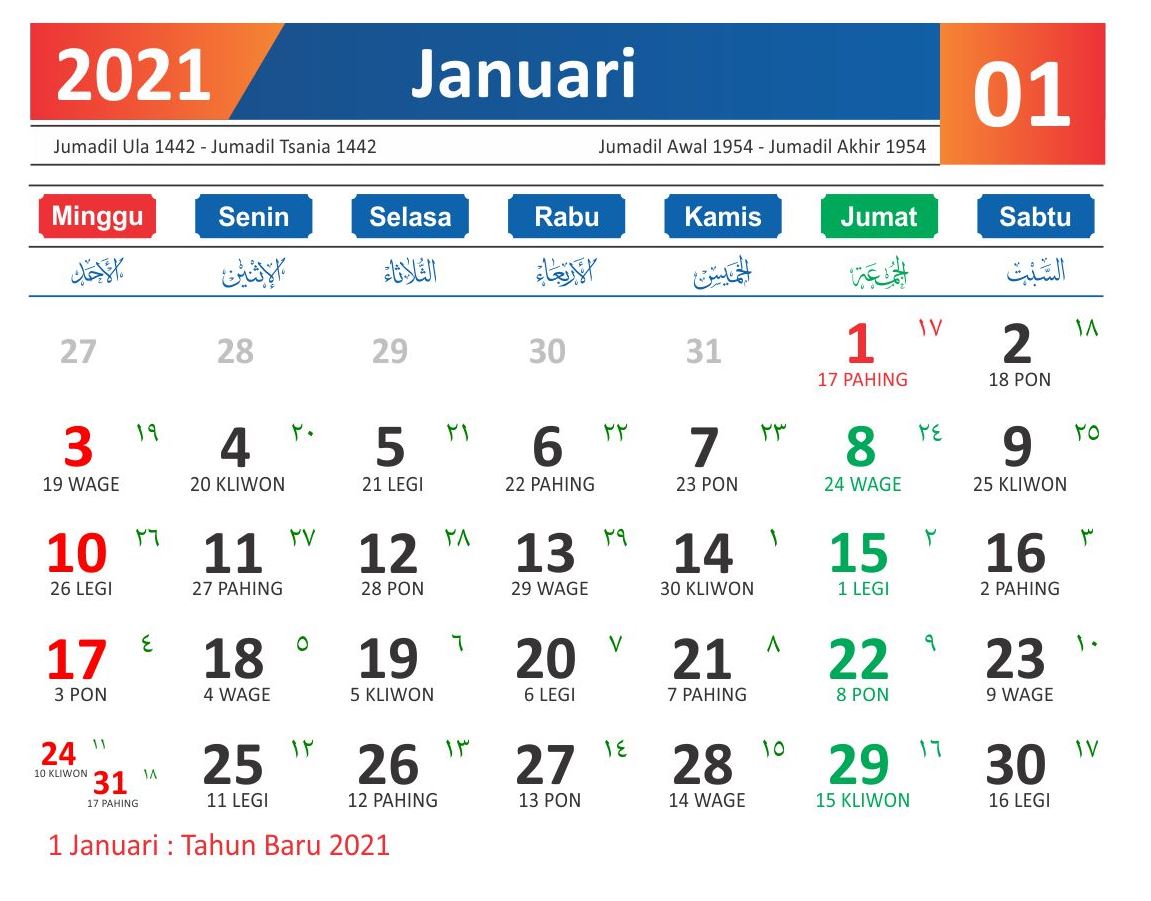 Kalender Januari 2021 Indonesia Newstempo