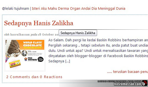 Baskin Robbins Hanis Zalika