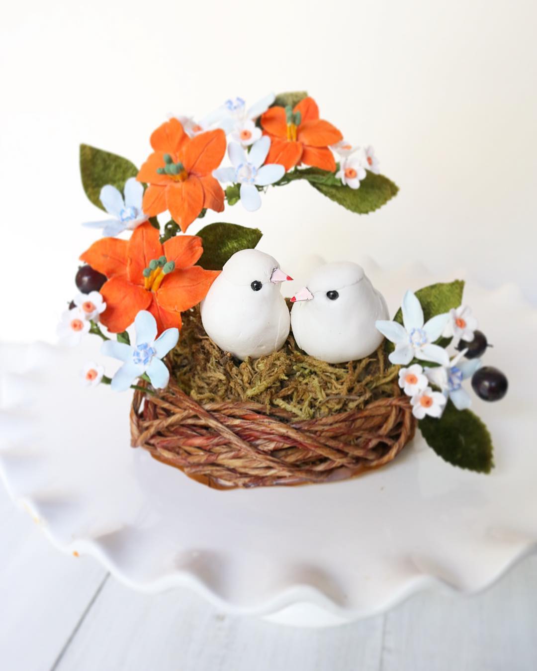 Love bird nest cake topper for NewZealand bride Handmade PaPer
