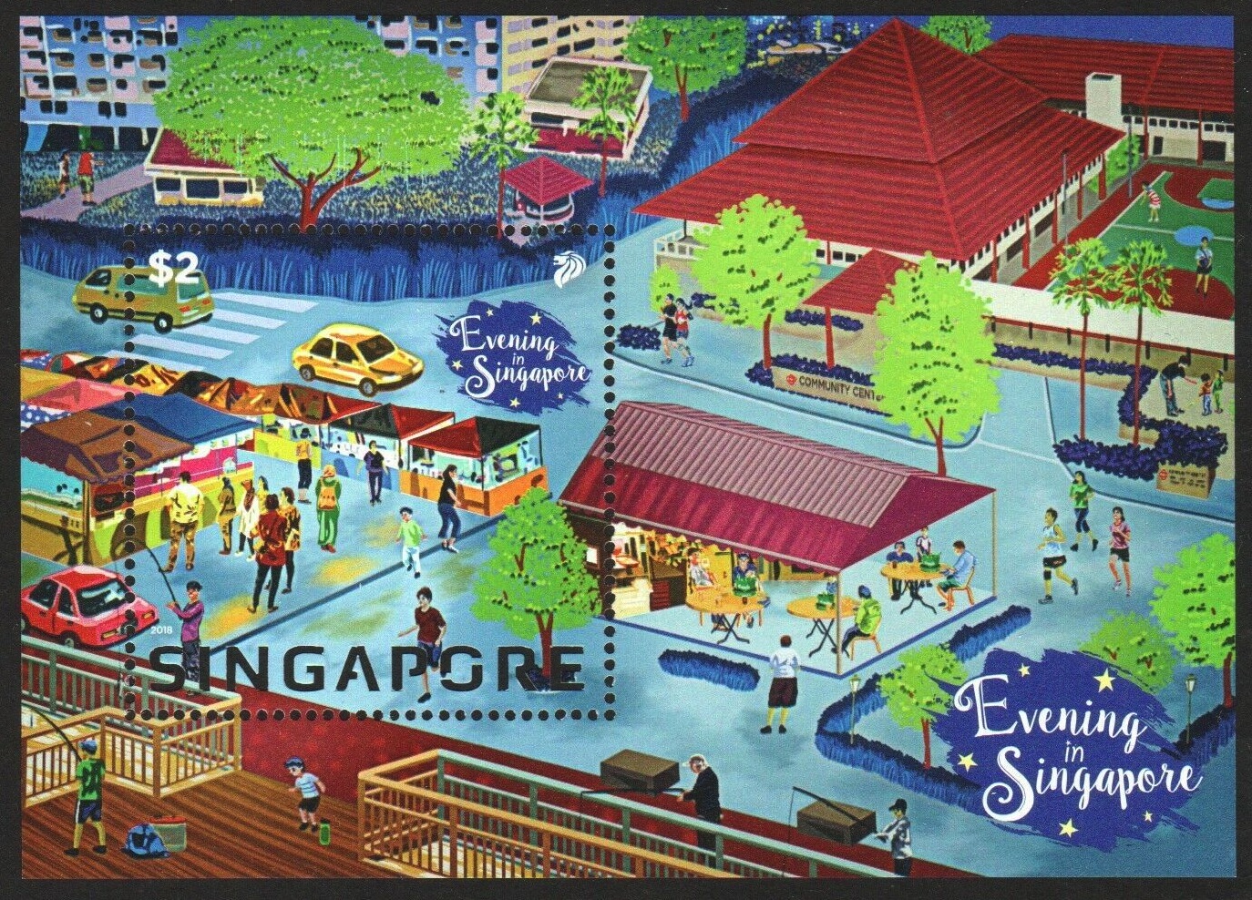 stamp: SIngapore 2018 - Evening in Singapore
