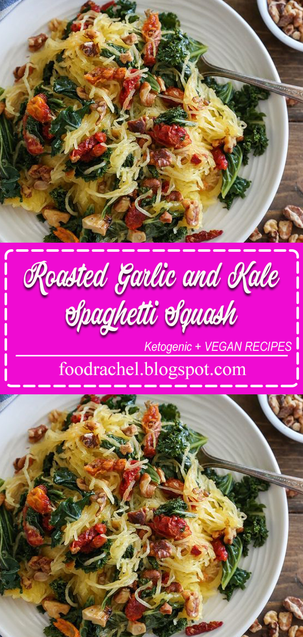 Roasted Garlic and Kale Spaghetti Squash - floe white kitchen