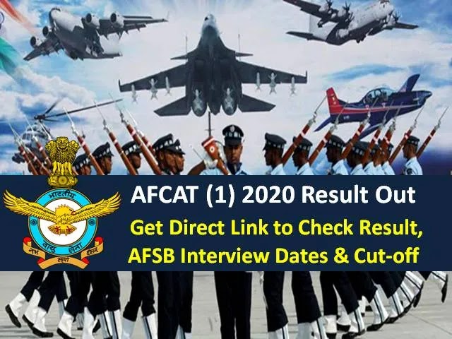 AFCAT Result (1) 2020 Link to Check Result, Cutoff Marks & AFSB Interview Dates