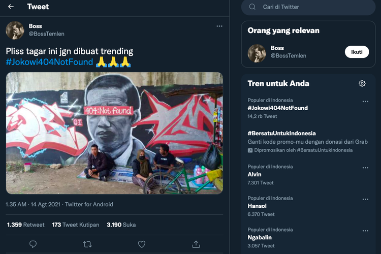 Soal Penghapusan Mural Jokowi '404 Not Found', Istana: Presiden Itu Orangtua Kita, Jadi Harus Dihormati