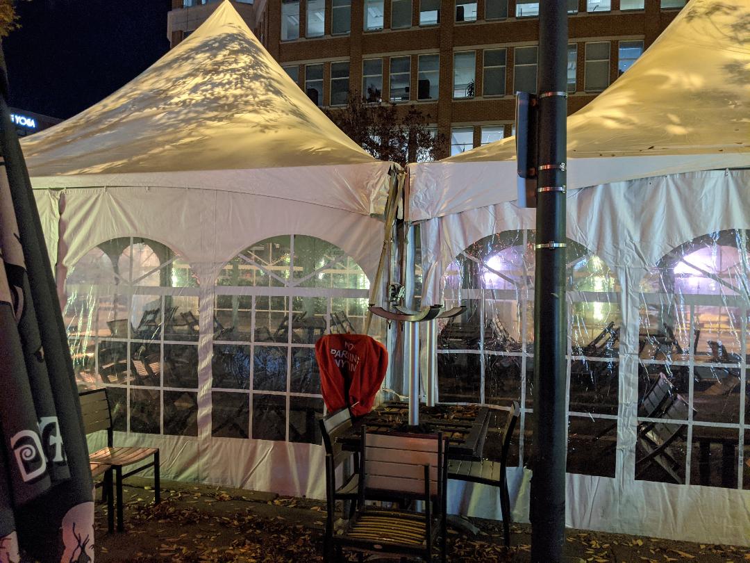 Robert Dyer Bethesda Row Outdoor dining tents, heating units begin