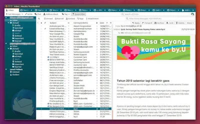 Tampilan Thunderbird Theme Monterail