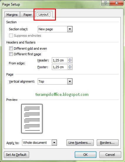 Terampil Office Page Setup Pengaturan Halaman Pada Microsoft Word