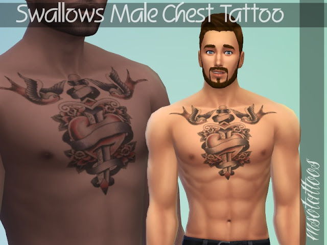 Sims 4 Ccs The Best Swallows Chest Tattoo For Males By Luvjake