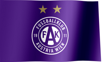 The waving fan flag of FK Austria Wien with the logo (Animated GIF)