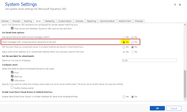 Unresolved Email System Settings