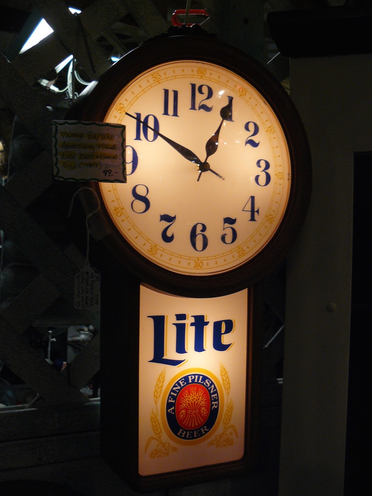 SCRANBERRY COOP Vintage Miller Lite and Pilsner Lite Beer Illuminated