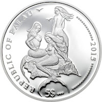 Republic of Palau Coin minted with three topless mermaids