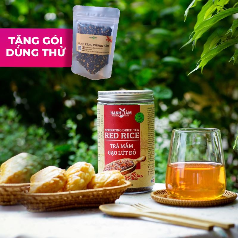 Hạnh Tâm Trà mầm gạo lứt đỏ rang 700g – TẶNG Túi trà hạt mầm loại bất kỳ 100g