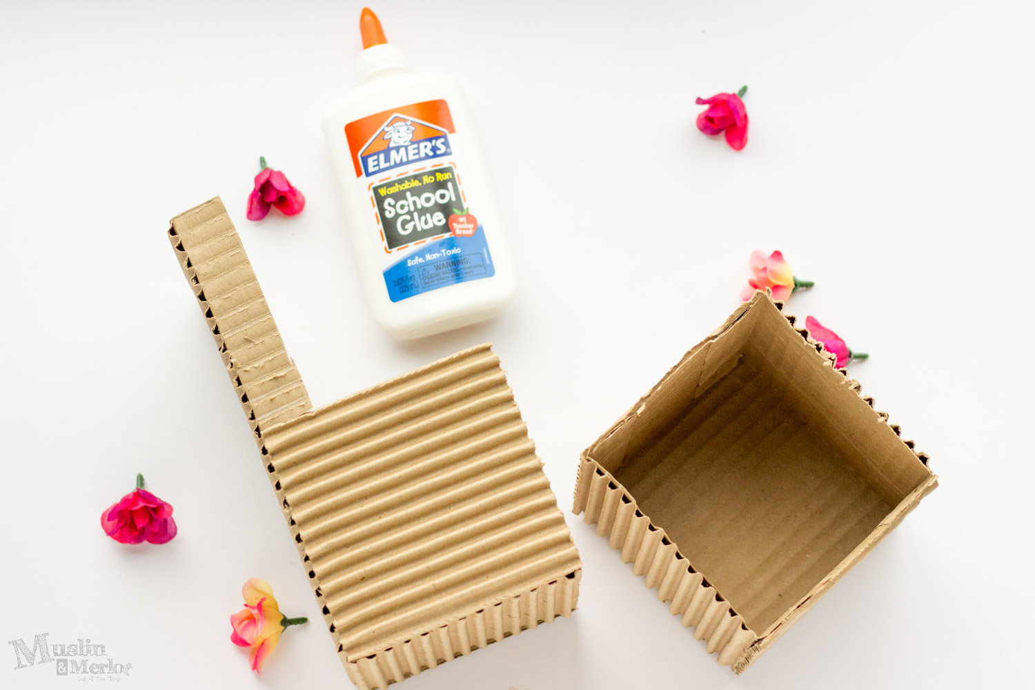 DIY Corrugated Cardboard Gift Box Muslin and Merlot