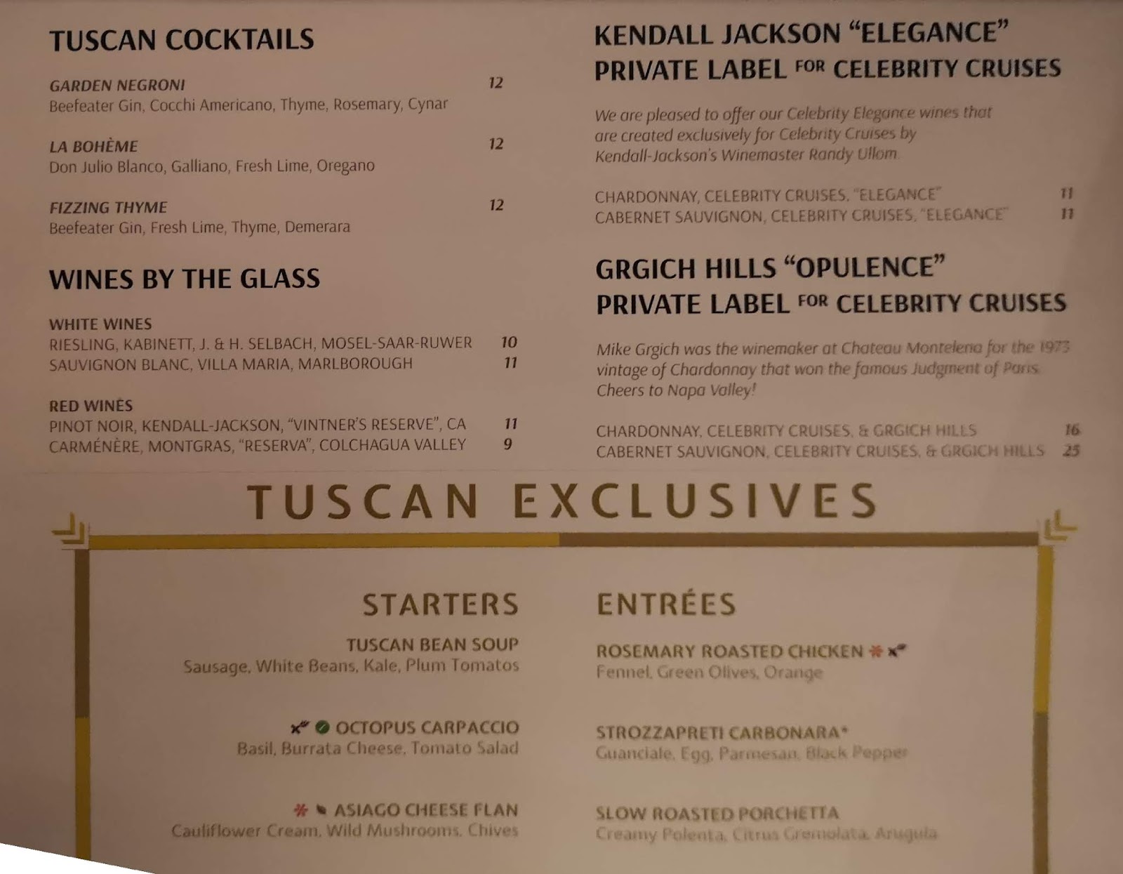 Linda's Journal Celebrity Edge Restaurants