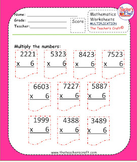 Multiplication worksheets 3 & 4 digits by 1 - The Teacher's Craft