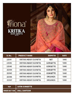 Fiona Kritika heavy Dupatta vol 18 salwar kameez