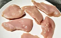 Chicken breasts strips for chicken tikka kebab