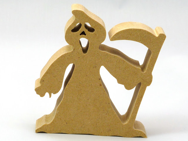 Handmade Wood Halloween Ghost Cut Out, the Grim Reaper